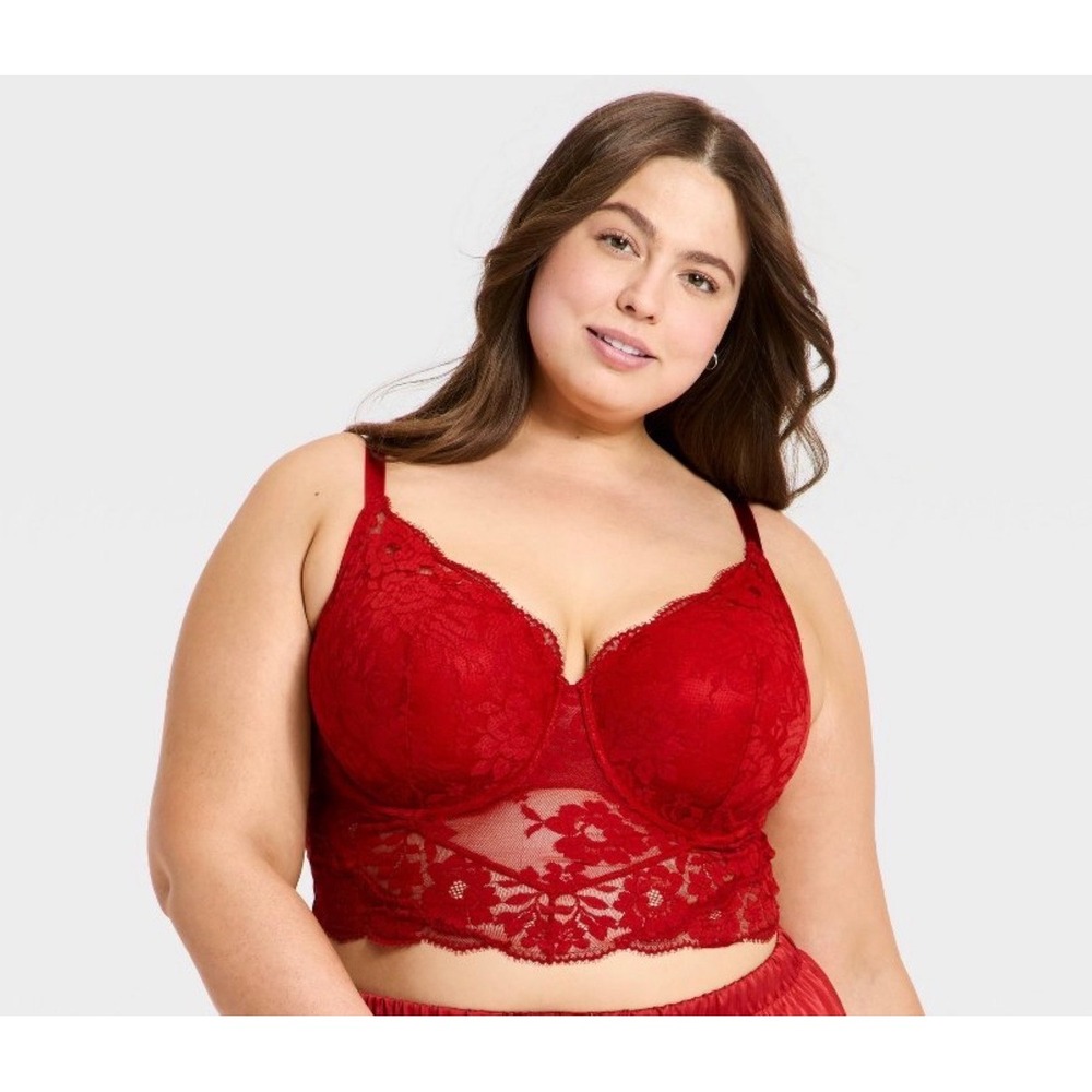 Auden™ Women's Lightly Lined Lace‎ Lingerie Bra – Red – Size 1X – NWT